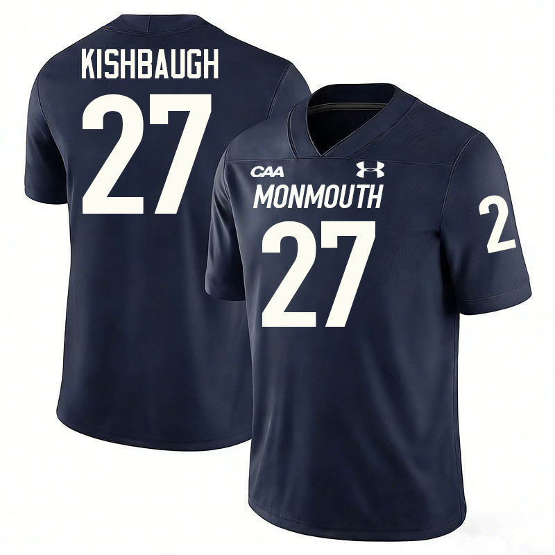 Monmouth Hawks #27 Spencer Kishbaugh College Football Jerseys,Uniforms-Navy